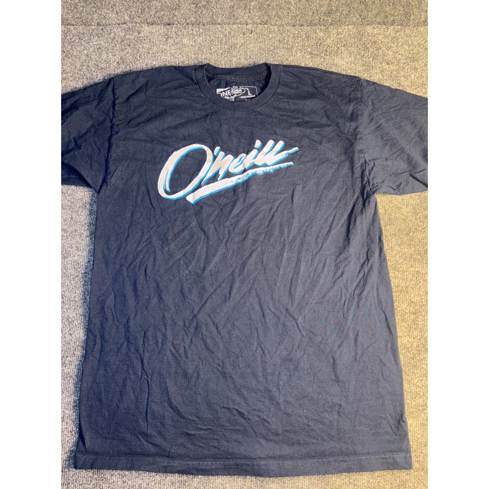 O'Neill T Shirt Mens Large‎ Navy Blue Spell Out Short Sleeve Crew Neck Pullover